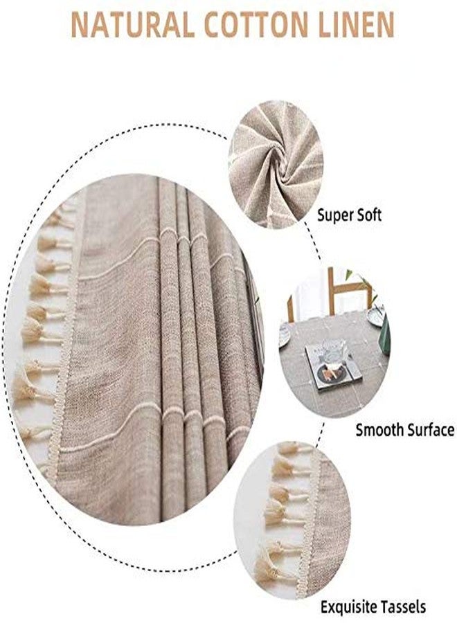 DEEPDREAM Deep Dream Tablecloths, Embroidered Waterproof Table Cloth Cotton Linen Wrinkle Free Anti-Fading Table Cover Decoration for Kitchen Dinning Party Christmas, 55 x 140 Inch - Light Brown - Image 3